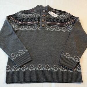 I Jeans By Buffalo Men's Gray Acrylic Wool Henley Pullover Sweater Size S NWT